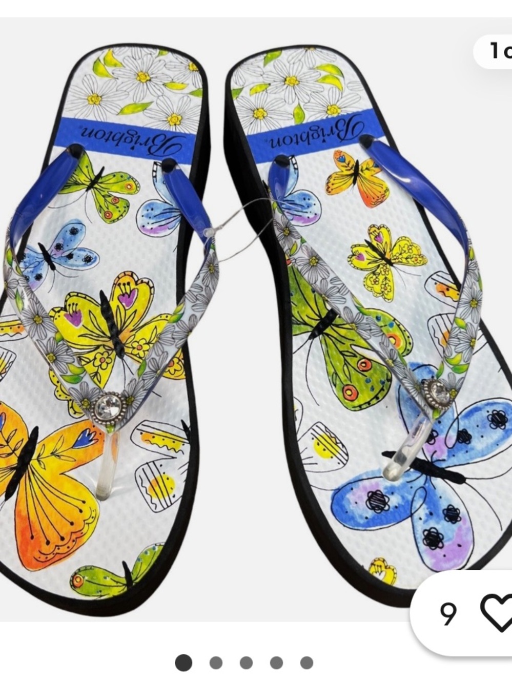 Brighton Breeze Butterfly Print Platform Sandals size 9 *FLAW*